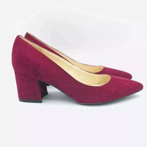 Nine West Shoes Womens Size 6 M Pumps Cute Maroon Suede Heels Career Shoe Pointy